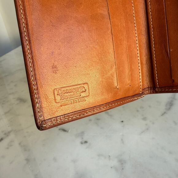 Vintage Dooney & Bourke All Weather Leather Bi-Fold Wallet Green Brown USA Made - Picture 7 of 11